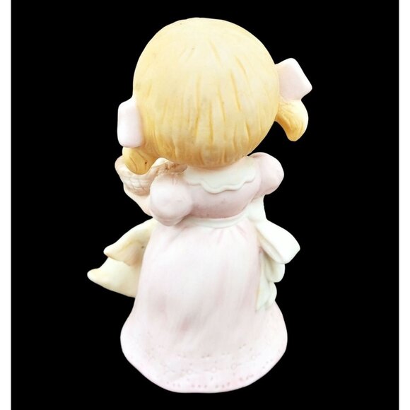 Homco Farm Girl Feeding Duck Porcelain Blond Kid Pink Dress Vintage Figure 4" - Picture 7 of 15